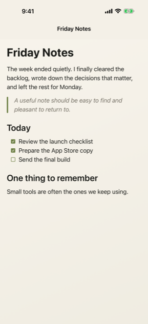 Easy MD displaying a formatted Markdown document