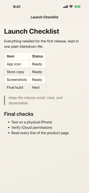 Easy MD rendering a Markdown checklist